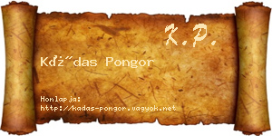 Kádas Pongor névjegykártya
